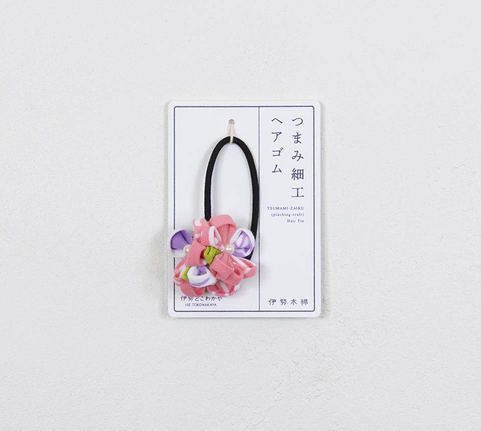 つまみ細工ヘアゴム ピンク