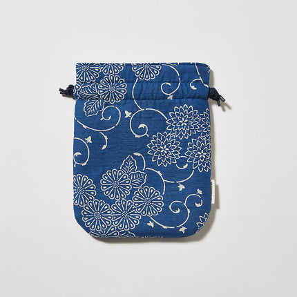 伊勢木綿　巾着　菊唐草