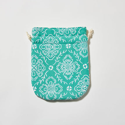 伊勢木綿　巾着　花菱