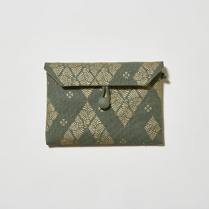 イセノモン　手帖袋　 羊歯菱　金