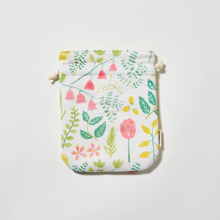 伊勢木綿　巾着　自由の庭