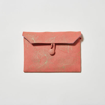 イセノモン　手帖袋 　牡丹と蝶　金