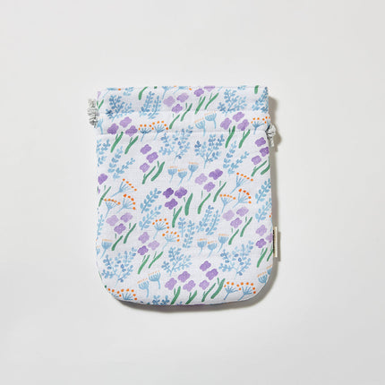 伊勢木綿　巾着　ライラック グラスランド