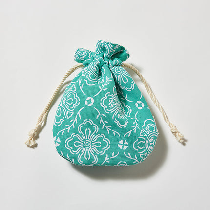 伊勢木綿　巾着　花菱