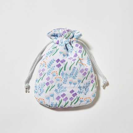 伊勢木綿　巾着　ライラック グラスランド