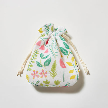 伊勢木綿　巾着　自由の庭