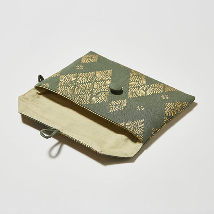 イセノモン　手帖袋　 羊歯菱　金