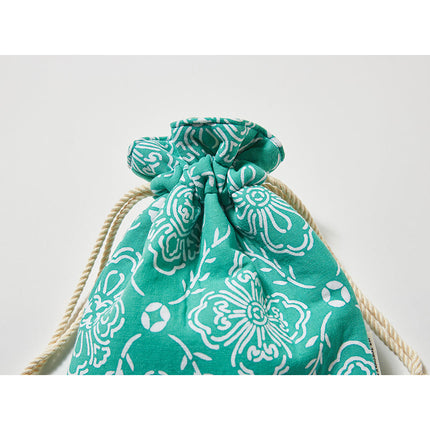 伊勢木綿　巾着　花菱