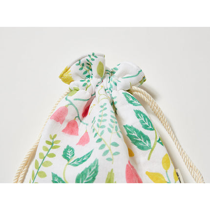 伊勢木綿　巾着　自由の庭