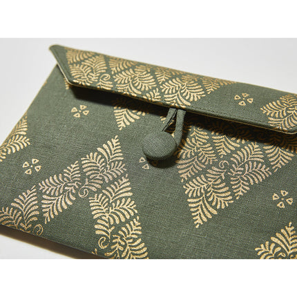 イセノモン　手帖袋　 羊歯菱　金