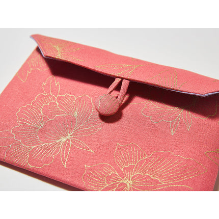 イセノモン　手帖袋 　牡丹と蝶　金