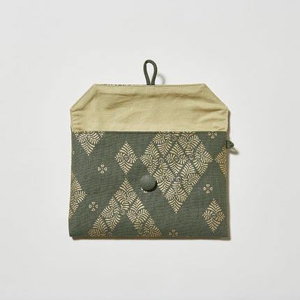 イセノモン　手帖袋　 羊歯菱　金