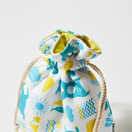 伊勢木綿　巾着　二見蛙