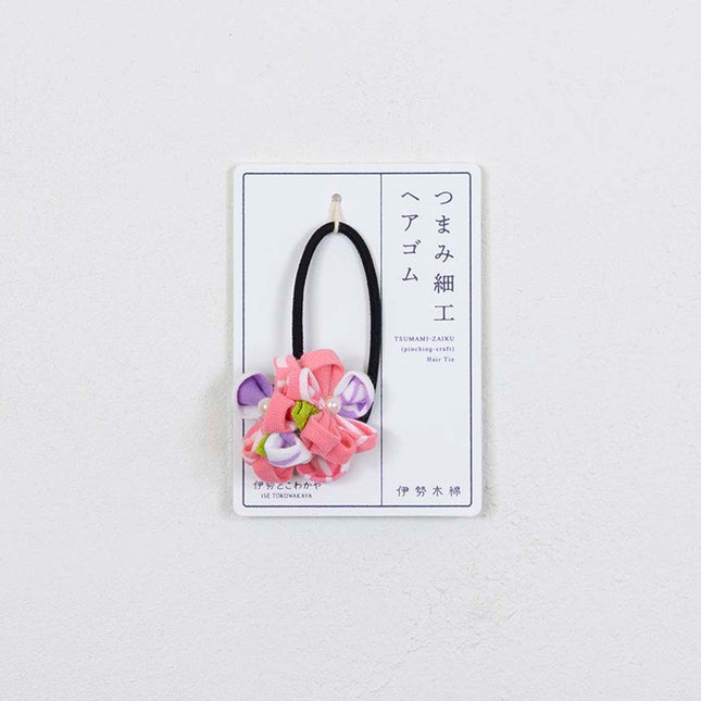つまみ細工ヘアゴム ピンク