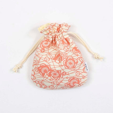 伊勢木綿　巾着　松葉に梅