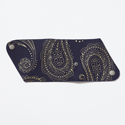 イセノモン　小銭入れ　松毬（ペイズリー）柄　金