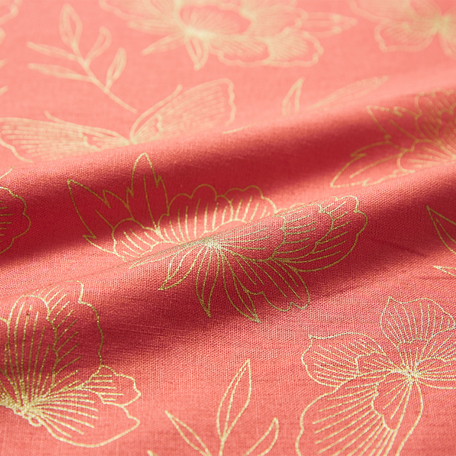 生地の計り売り　牡丹と蝶柄　金