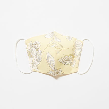 イセノモンマスク　牡丹と蝶　金と淡黄色