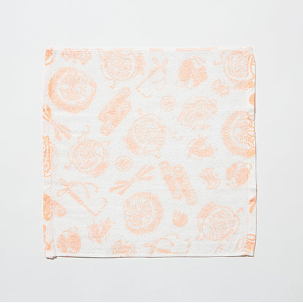 イセノモン　ウォッシュタオル　宝尽くし　オレンジ色