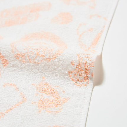 イセノモン　ウォッシュタオル　宝尽くし　オレンジ色