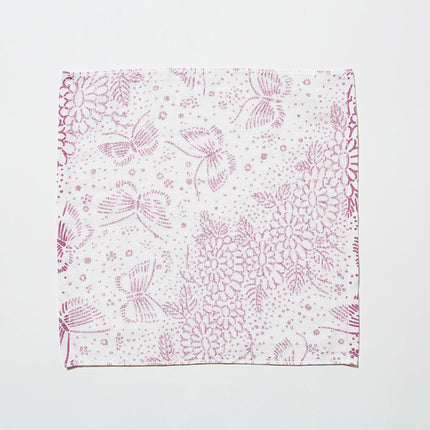 イセノモン　ウォッシュタオル　菊花蝶　エンジ色