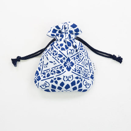 伊勢木綿　巾着　籠目海森